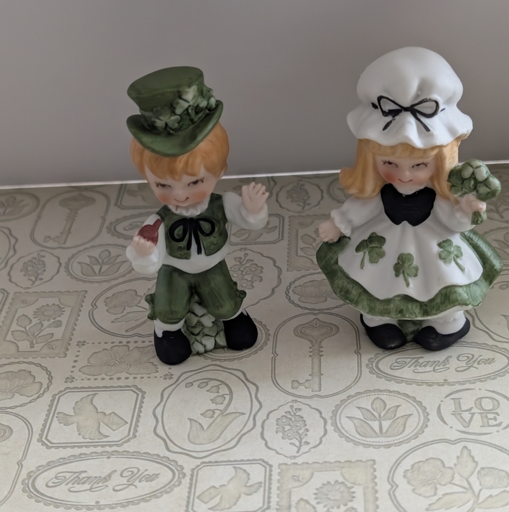 Lefton Irish  Figurine Boy + Girl Set Ireland Vintage